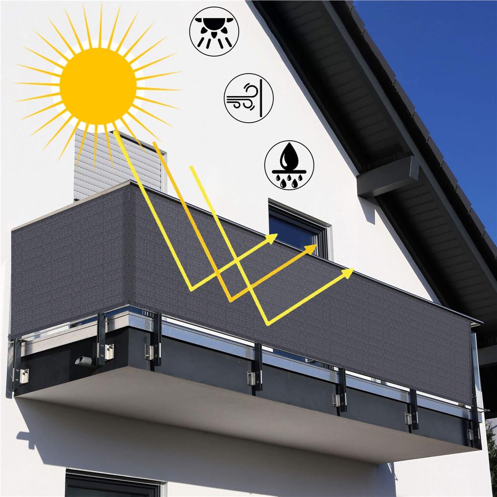 Paravan plasa umbrire pentru balustrada balcon, 95% umbrire, impermeabila, 500x100 cm, antracit