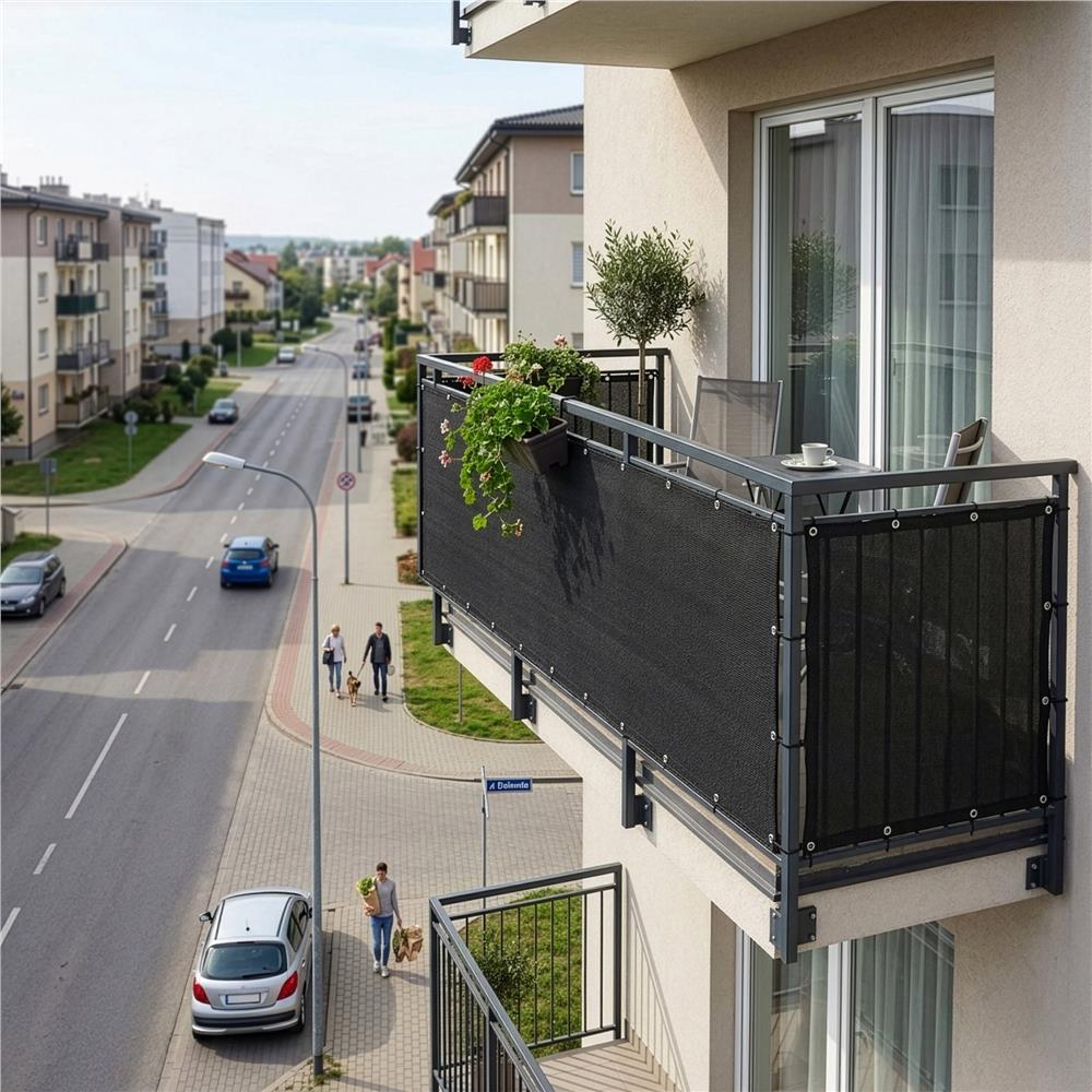 Paravan plasa umbrire pentru balustrada balcon, 95% umbrire, impermeabila, 500x100 cm, antracit