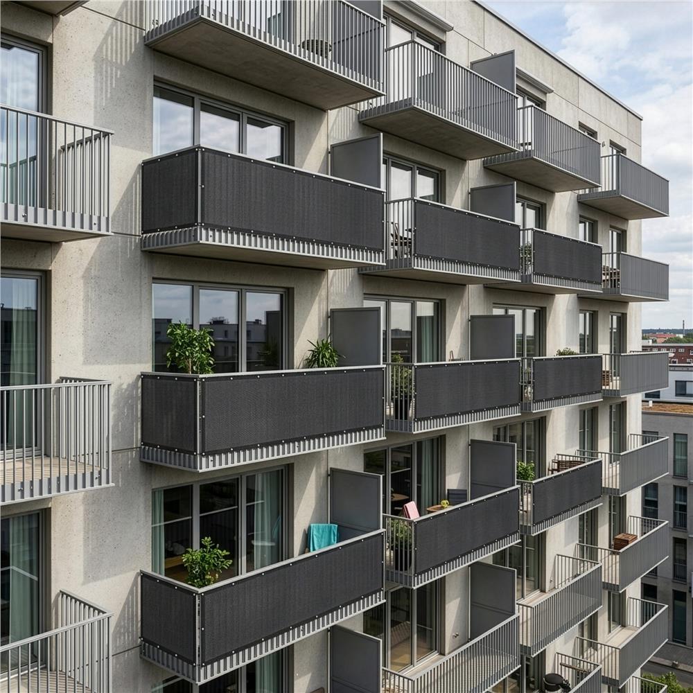 Paravan plasa umbrire pentru balustrada balcon, 95% umbrire, impermeabila, 500x100 cm, antracit