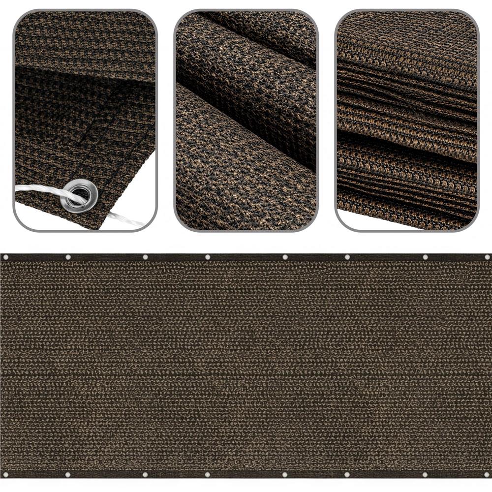 Paravan plasa umbrire pentru balustrada balcon, 95% umbrire, impermeabila, 500x100 cm, maro