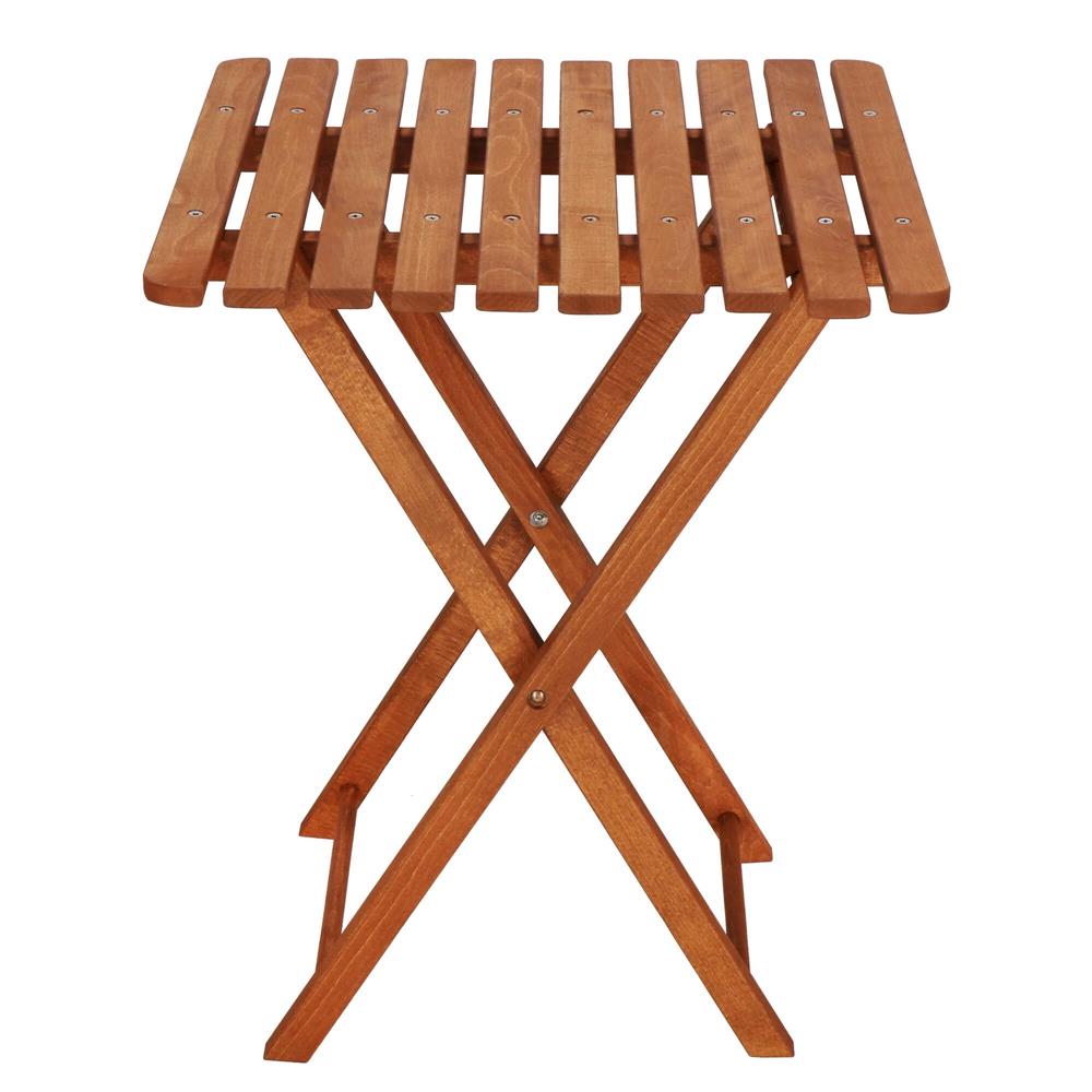 Set mobilier balcon sau terasa din lemn de fag, pliabil, masa 52x51x65 cm si 2 scaune, maro