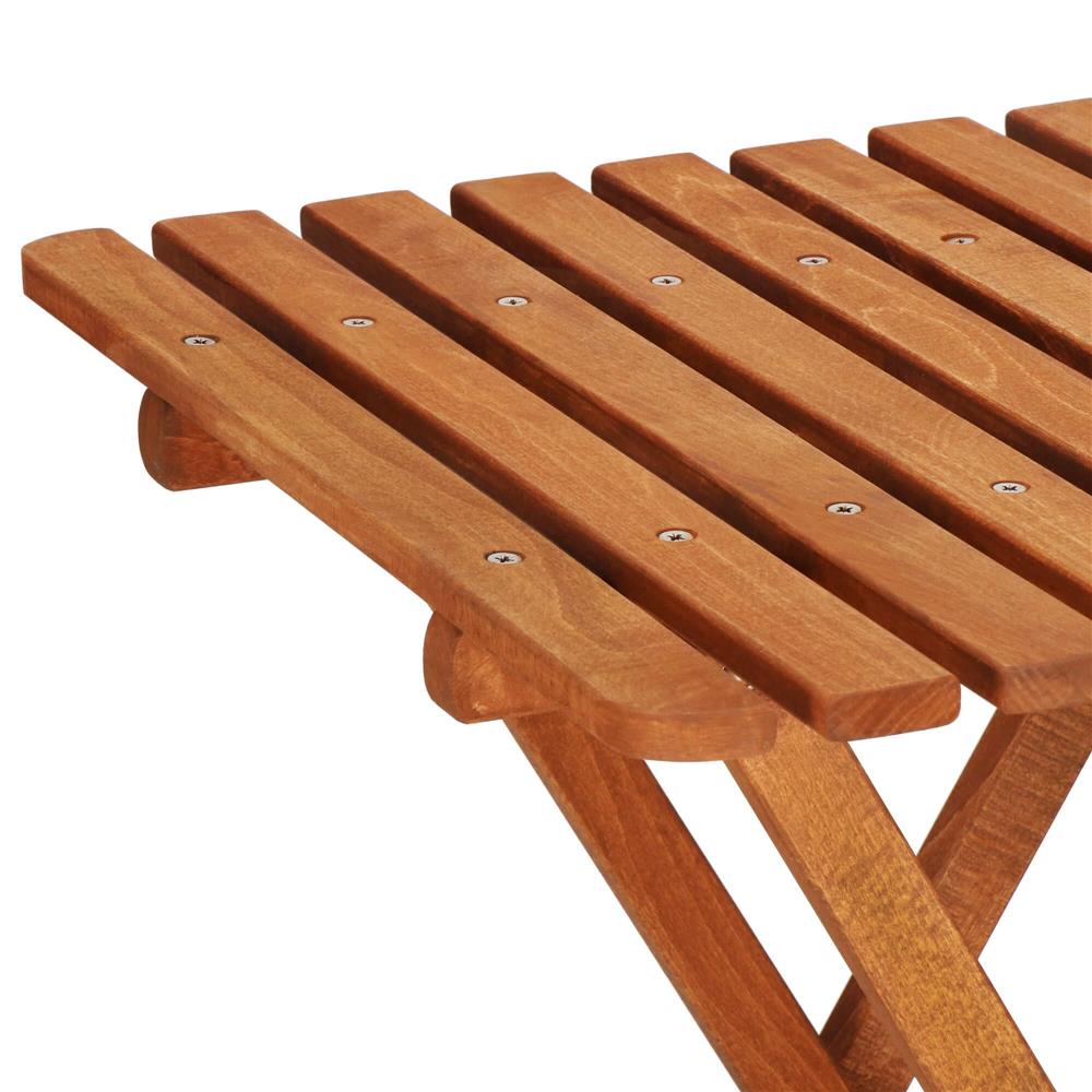 Set mobilier balcon sau terasa din lemn de fag, pliabil, masa 52x51x65 cm si 2 scaune, maro