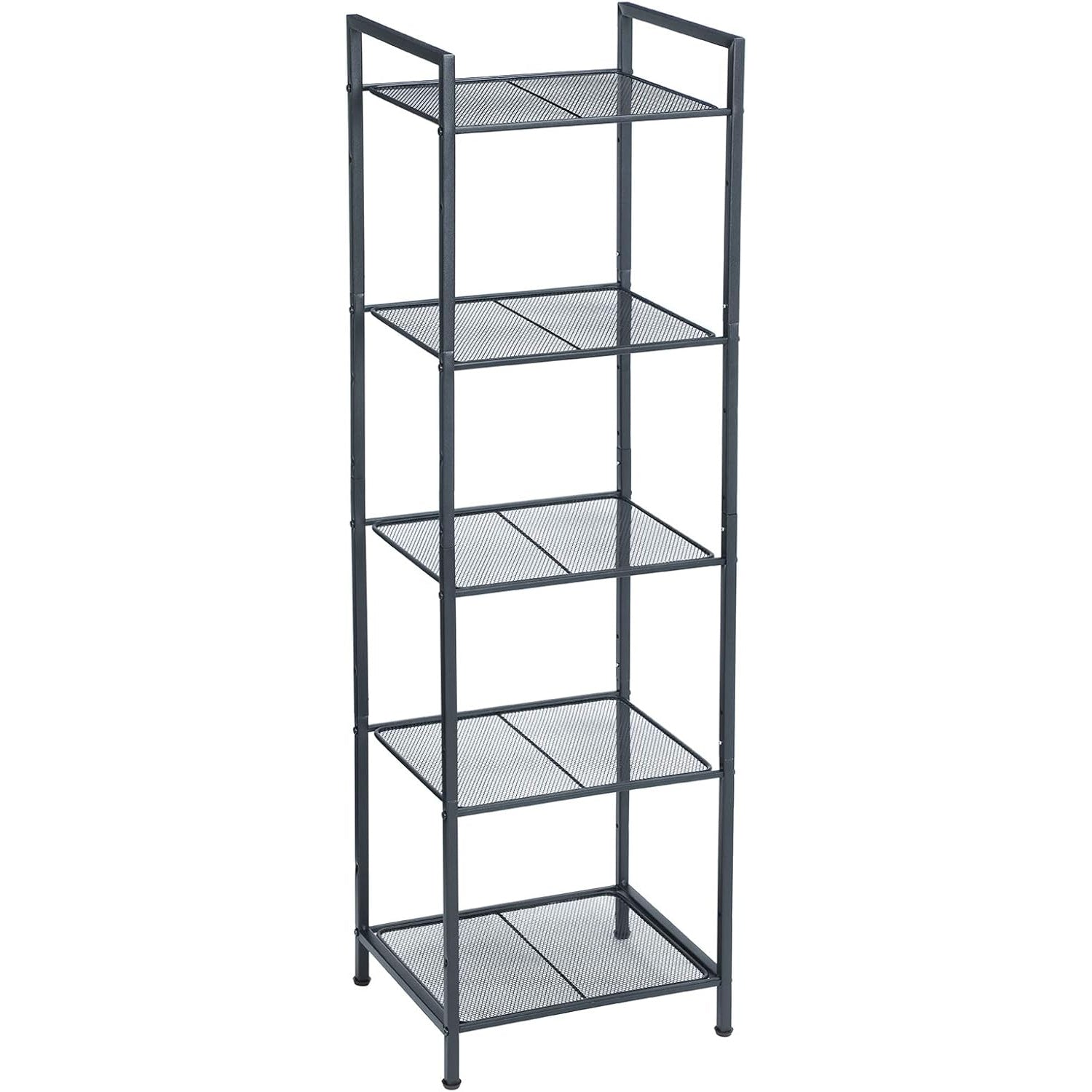 SONGMICS Etajera metalica 5 niveluri, raft ajustabil, pentru baie, bucatarie sau living, 38x30x128 cm, negru