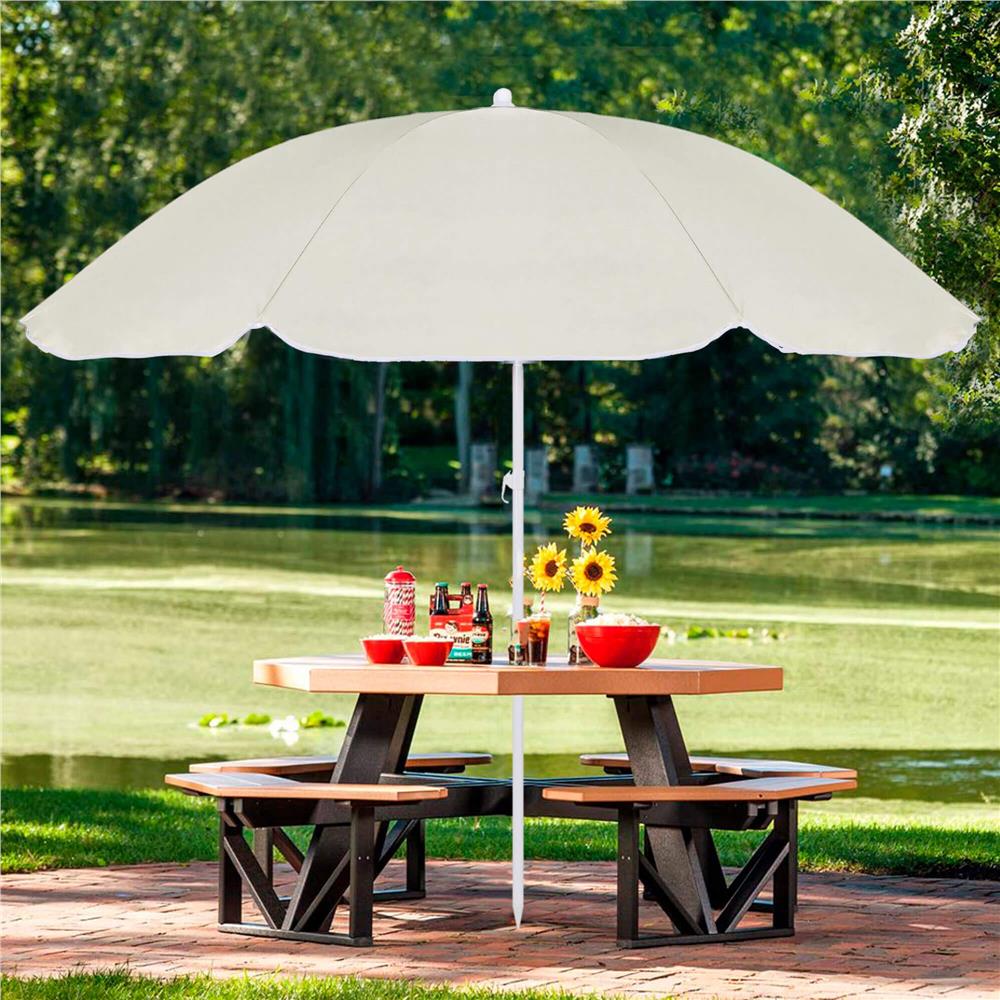 Umbrela de plaja pliabila cu inclinare reglabila, diametru 160 cm, bej