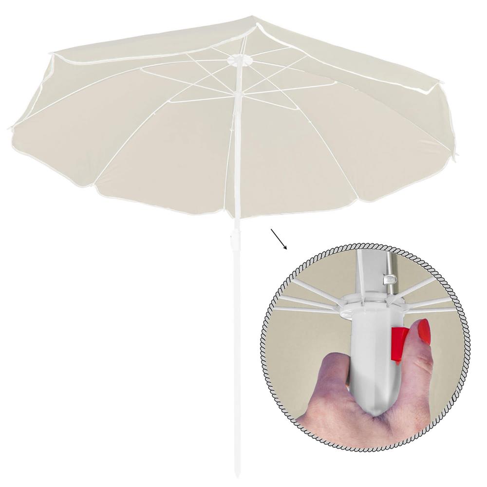 Umbrela de plaja pliabila cu inclinare reglabila, diametru 160 cm, bej