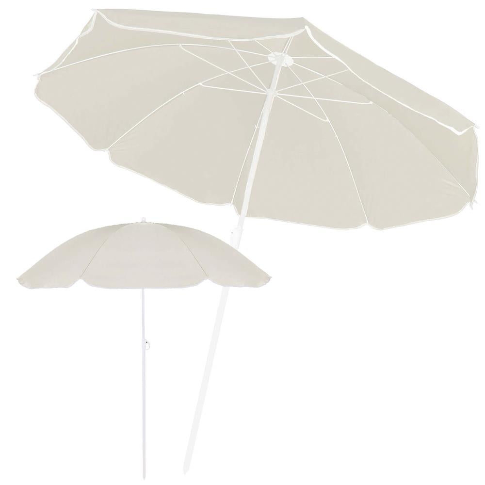 Umbrela de plaja pliabila cu inclinare reglabila, diametru 160 cm, bej