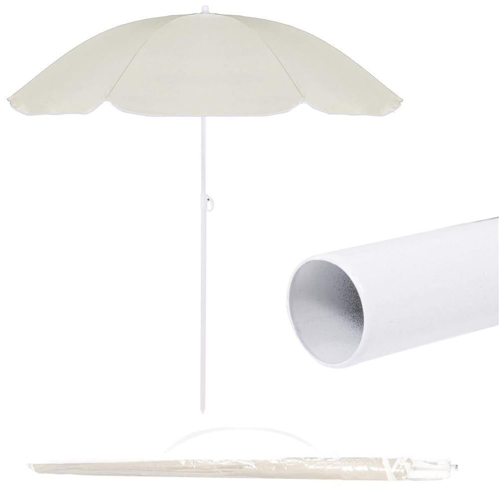 Umbrela de plaja pliabila cu inclinare reglabila, diametru 160 cm, bej