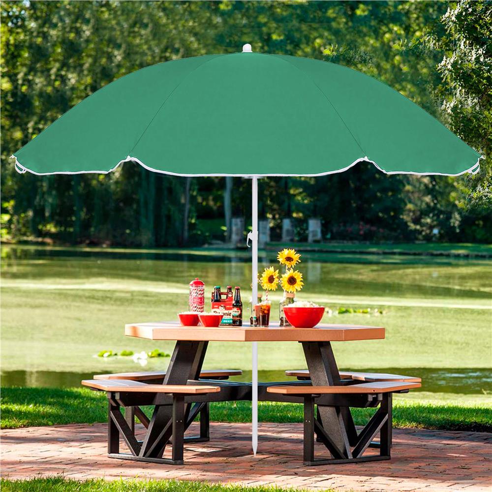 Umbrela de plaja pliabila cu inclinare reglabila, diametru 160 cm, verde