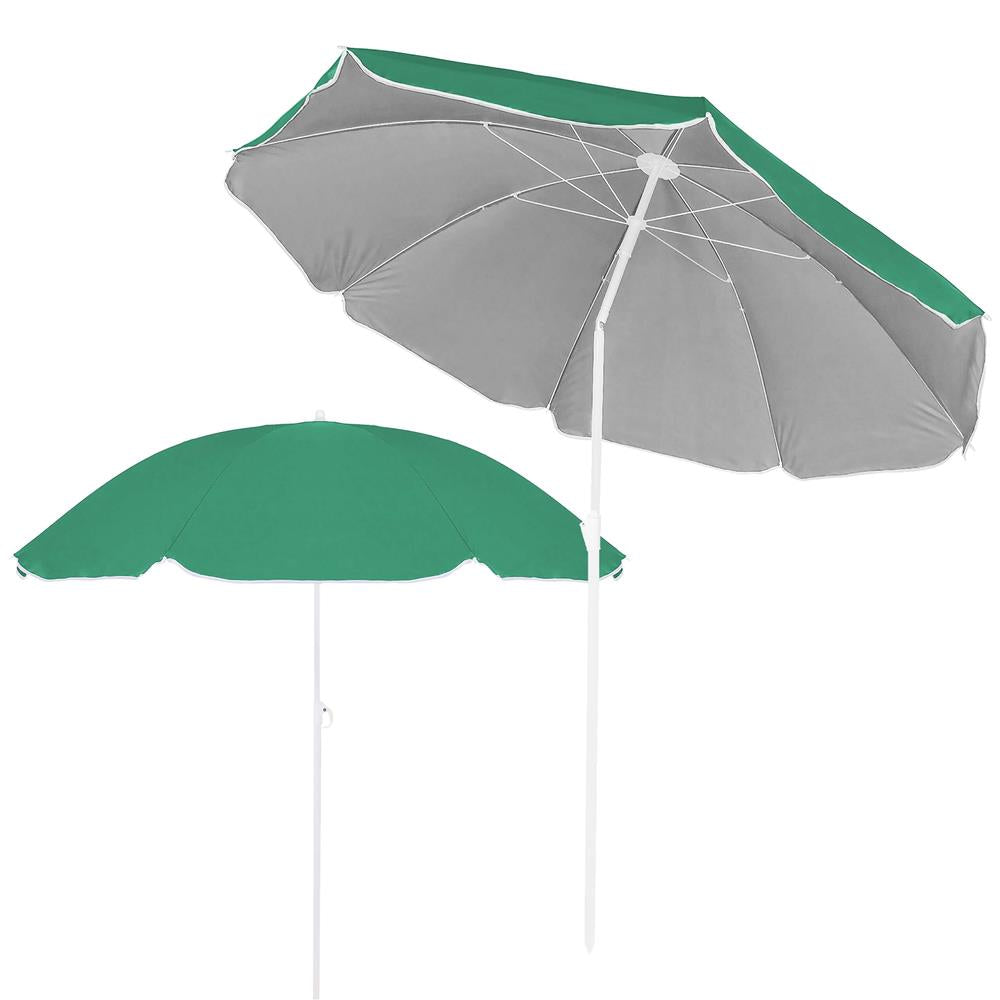 Umbrela de plaja pliabila cu inclinare reglabila, diametru 160 cm, verde