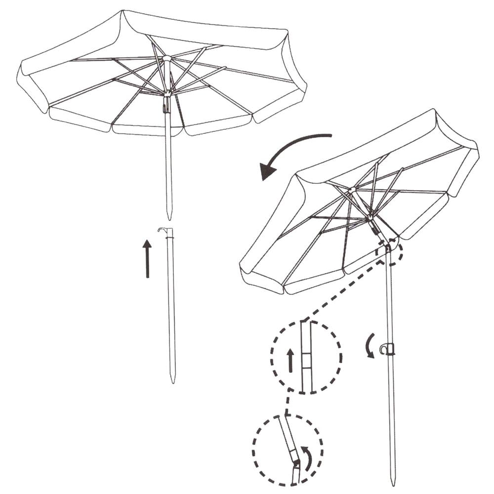 Umbrela de plaja pliabila cu inclinare reglabila, diametru 160 cm, verde