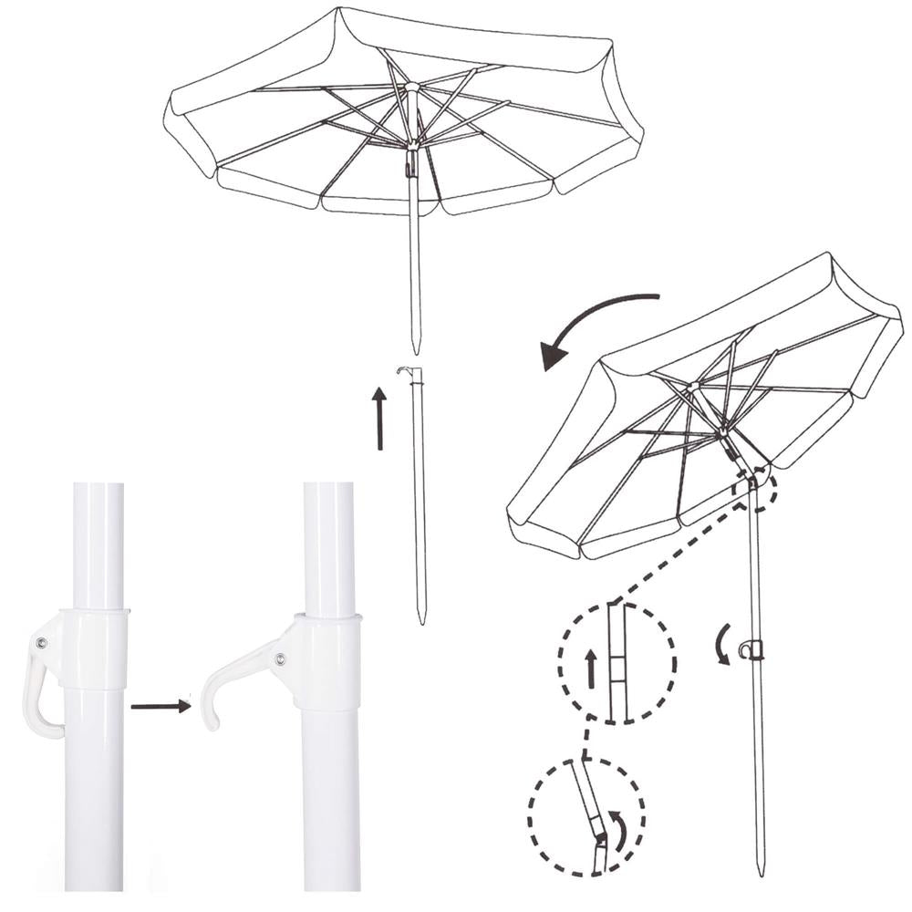 Umbrela de plaja pliabila cu inclinare reglabila, diametru 160 cm, verde