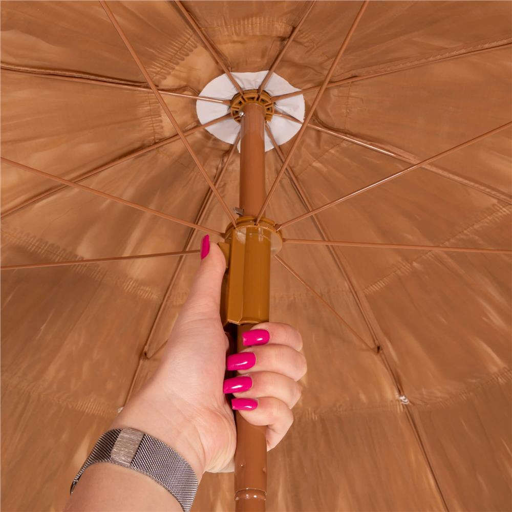 Umbrela de plaja tip hawai pliabila, cu inaltime si unghi reglabil, structura metalica, 160 cm, maro