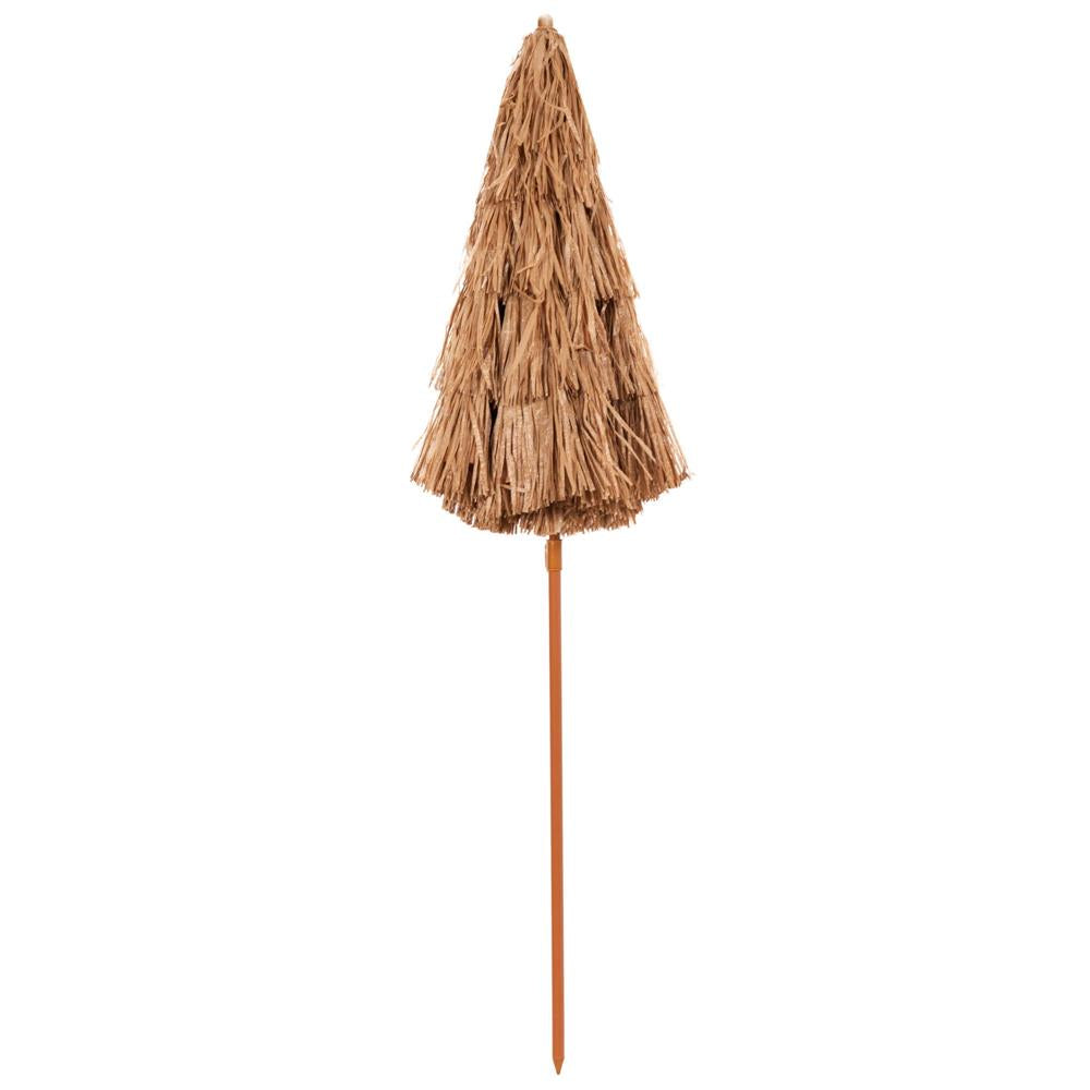 Umbrela de plaja tip hawai pliabila, cu inaltime si unghi reglabil, structura metalica, 160 cm, maro