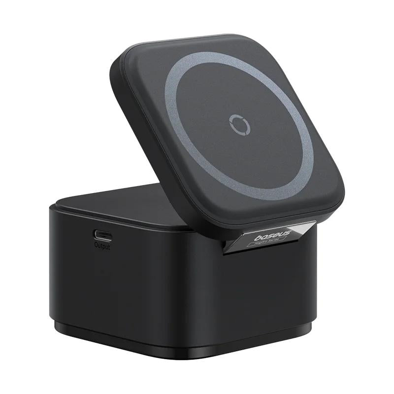 INCARCATOR RETEA Baseus MagPro 2-in-1 Magnetic, 25W, prindere magnetica incarcare wireless 15W, incarcare wireless MagPro Magnetic pentru iWatch 2.5W, negru, "P10264100123-01" - 6932172679064