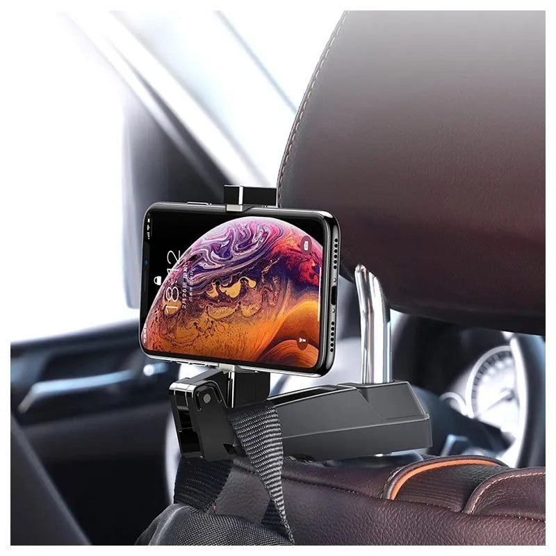 SUPORT AUTO Baseus pt. SmartPhone, fixare pe tetiera, ofera posibilitatea reglarii unghiului de vizionare pe verticala si orizontala (360 de grade), negru "SUHZ-A01" - 6953156291973