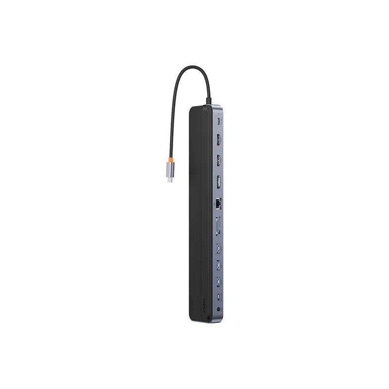 DOCKING Station Baseus EliteJoy Gen2 12-in-1, conectare PC USB-C,HDMIx2,USB3.0x3,PDx1,DPx1,SD/TFx1,RJ45x1,Type-C Datax1,jack 3.5mmx1, gri "WKSX030213" - 6932172613877