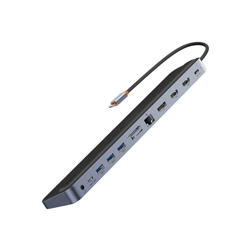 DOCKING Station Baseus EliteJoy Gen2 12-in-1, conectare PC USB-C,HDMIx2,USB3.0x3,PDx1,DPx1,SD/TFx1,RJ45x1,Type-C Datax1,jack 3.5mmx1, gri "WKSX030213" - 6932172613877
