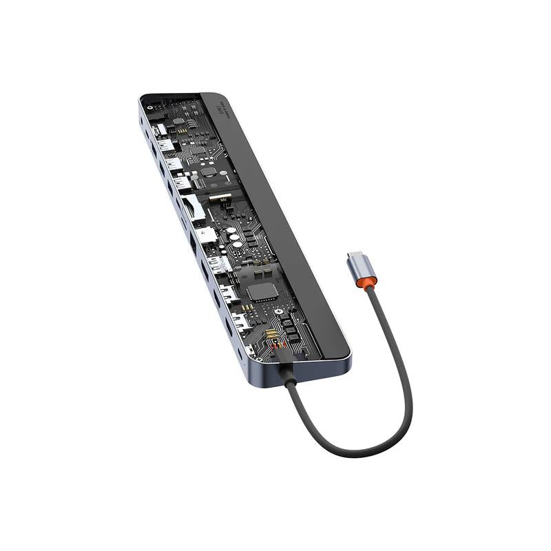 DOCKING Station Baseus EliteJoy Gen2 12-in-1, conectare PC USB-C,HDMIx2,USB3.0x3,PDx1,DPx1,SD/TFx1,RJ45x1,Type-C Datax1,jack 3.5mmx1, gri "WKSX030213" - 6932172613877