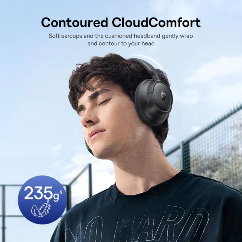 CASTI Baseus Bowie Bass BH1 NC Wireless Noise Cancelling, over ear, 40mm Dynamic Drivers, autonomie 80 ore, microfon pe casca, conectare prin Bluetooth 6.0, negru "A0203703" (timbru verde 0.18 lei) - 6932172696993
