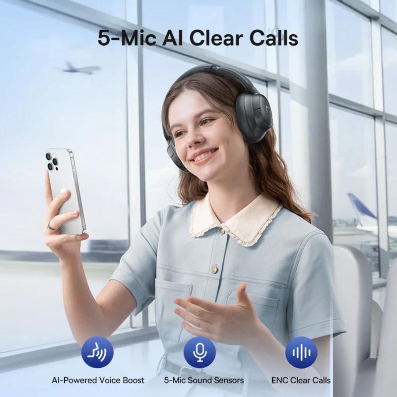CASTI Baseus Bowie Bass BH1 NC Wireless Noise Cancelling, over ear, 40mm Dynamic Drivers, autonomie 80 ore, microfon pe casca, conectare prin Bluetooth 6.0, negru "A0203703" (timbru verde 0.18 lei) - 6932172696993