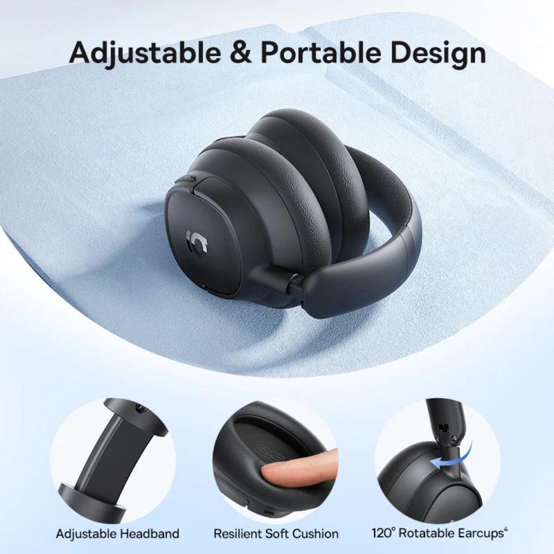 CASTI Baseus Bowie Bass BH1 NC Wireless Noise Cancelling, over ear, 40mm Dynamic Drivers, autonomie 80 ore, microfon pe casca, conectare prin Bluetooth 6.0, negru "A0203703" (timbru verde 0.18 lei) - 6932172696993
