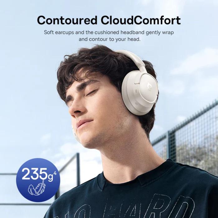 CASTI Baseus Bowie Bass BH1 NC Wireless Noise Cancelling, over ear, 40mm Dynamic Drivers, autonomie 80 ore, microfon pe casca, conectare prin Bluetooth 6.0, alb "A0203702" (timbru verde 0.18 lei) - 6932172697006