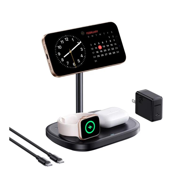 INCARCATOR wireless Baseus EnerFill FS41 3-in-1, magnetic, 22.5W, include cablu USB Type-C la USB Type-C, negru "P10281904123-02" (include TV 0.18lei) - 6932172686703