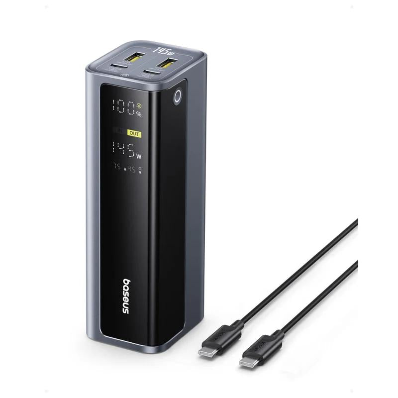 POWER BANK Baseus EnerGeek GP12, 20800mAh, 2 x USB Type-C, 2 x USB, 145W, display, include cablu USB Type-C la USB Type-C 1m, negru, "P10082109813-00" - 6932172687571
