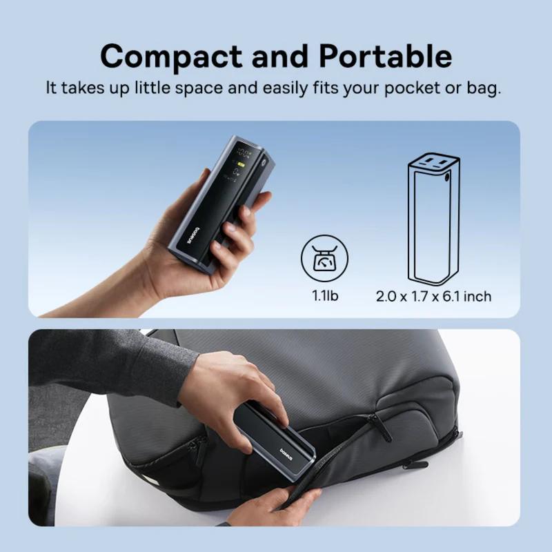 POWER BANK Baseus EnerGeek GP12, 20800mAh, 2 x USB Type-C, 2 x USB, 145W, display, include cablu USB Type-C la USB Type-C 1m, negru, "P10082109813-00" - 6932172687571