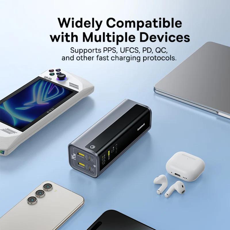 POWER BANK Baseus EnerGeek GP12, 20800mAh, 2 x USB Type-C, 2 x USB, 145W, display, include cablu USB Type-C la USB Type-C 1m, negru, "P10082109813-00" - 6932172687571