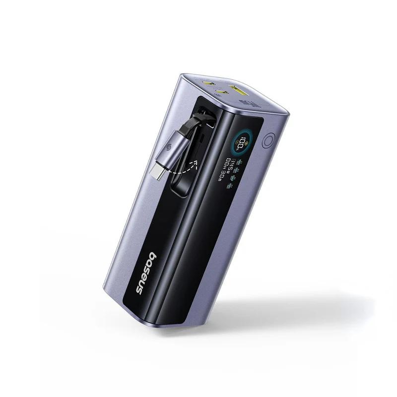 POWER BANK Baseus EnerGeek GR11, 20000mAh, 145W, 2 x USB Type-C, 1 x USB, cablu integrat USB Type-C, display, gri, "E0027B01" - 6932172691738