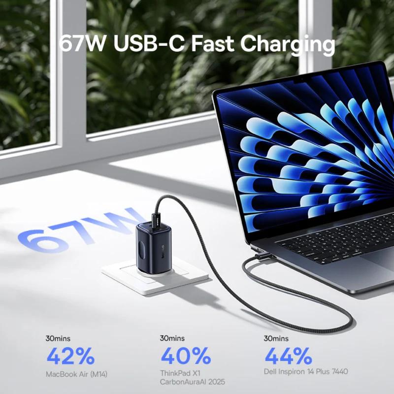 INCARCATOR retea Baseus PicoGo AE11, Quick Charge 67W, 1 x USB, 2 x USB Type-C, negru "E0121200" - 6932172699963