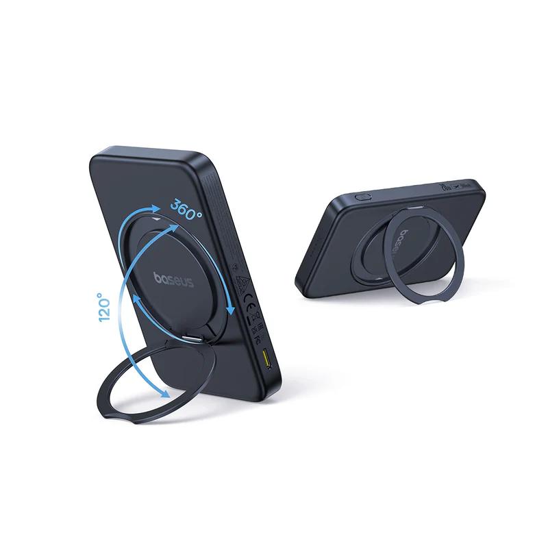 POWER BANK Baseus PicoGo Qi2 Magnetic, 5000mAh, PD 20W, 1 x USB Type-C, incarcare wireless Qi2 15W, prindere magnetica Iphone, include cablu USB Type-C la USB Type-C 30cm, negru "P10076802123-00" - 6932172677619