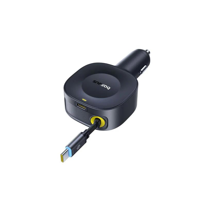 INCARCATOR auto Baseus PrimeTrip VR2, Quick Charge 30W, 1 x USB Type-C, cablu retractabil integrat 1 x USB Type-C, pt. bricheta auto, negru "C0206400" - 6932172692216