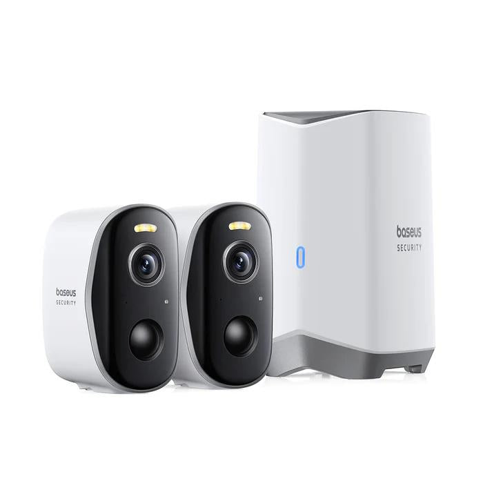 CAMERA IP Exterior Baseus N1, KIT 2 camere 2K + statie, 2304 x 1296, acumulator integrat, unghi pana la 145 grade, IP67, dist. IR 30 m, tip lentila fixa 3 mm, 3 Mpx, wireless, slot SD card, "S0TW002131" - 6932172662035