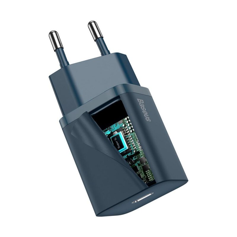 INCARCATOR retea Baseus Super Si, Quick Charge 20W, 1 x USB Type-C 5V/3A, albastru 