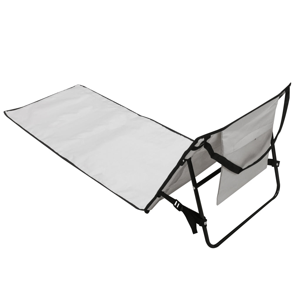 Sezlong de plaja pliabil, spatar cu cadru metalic, reglabil, 150x47 cm, gri - 2