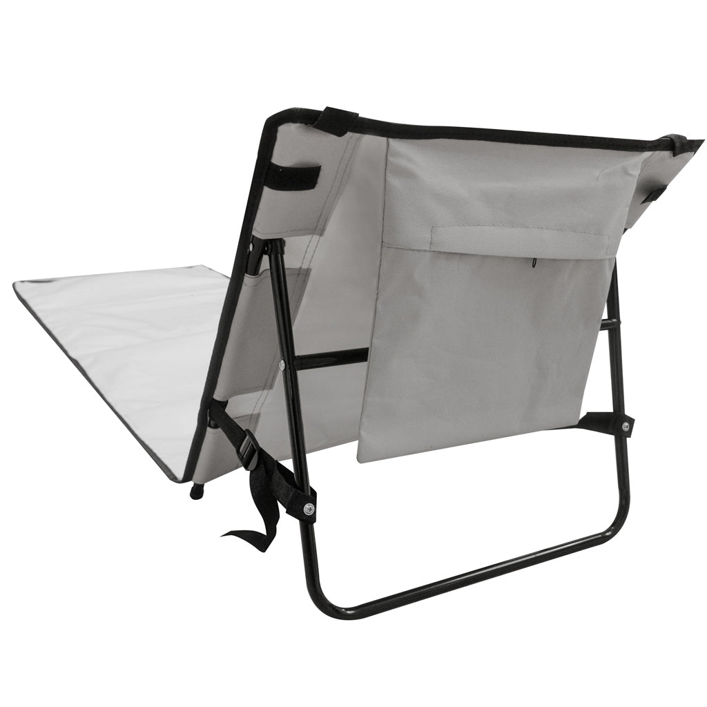 Sezlong de plaja pliabil, spatar cu cadru metalic, reglabil, 150x47 cm, gri - 6