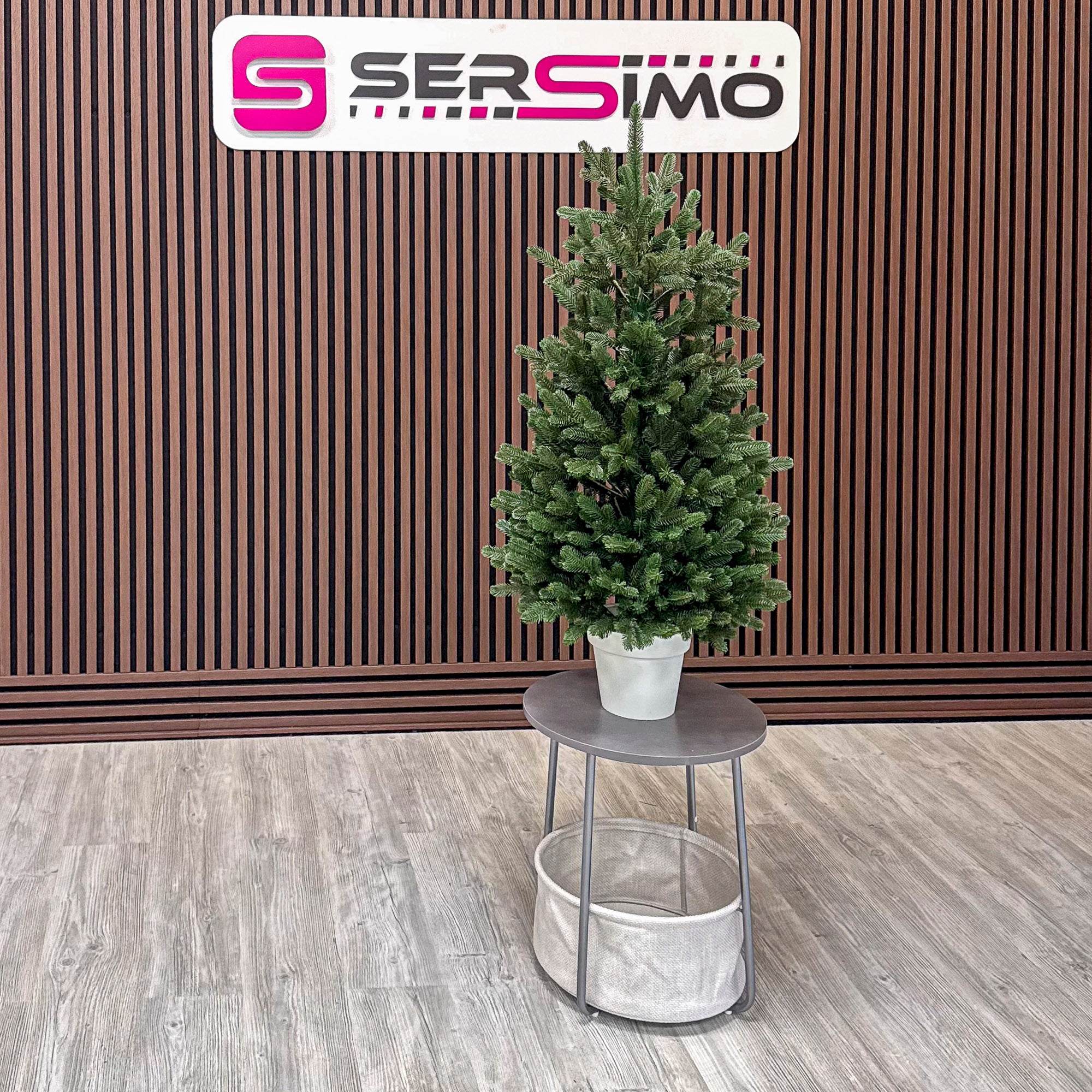 Brad artificial Christmas Deluxe by Sersimo, Viena Elite verde in ghiveci, 3D, 110 cm