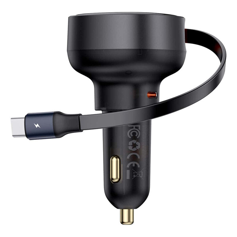 INCARCATOR auto Baseus Enjoyment Pro, 2 x USB Type-C, total output 60W, pt. bricheta auto, negru 