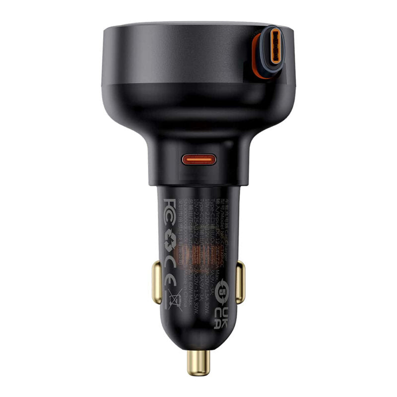 INCARCATOR auto Baseus Enjoyment Pro, 2 x USB Type-C, total output 60W, pt. bricheta auto, negru 