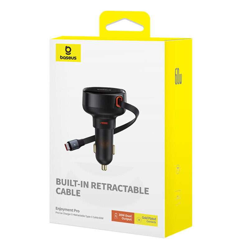INCARCATOR auto Baseus Enjoyment Pro, 2 x USB Type-C, total output 60W, pt. bricheta auto, negru 