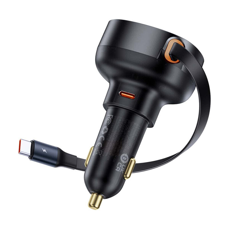 INCARCATOR auto Baseus Enjoyment Pro, 2 x USB Type-C, total output 60W, pt. bricheta auto, negru 