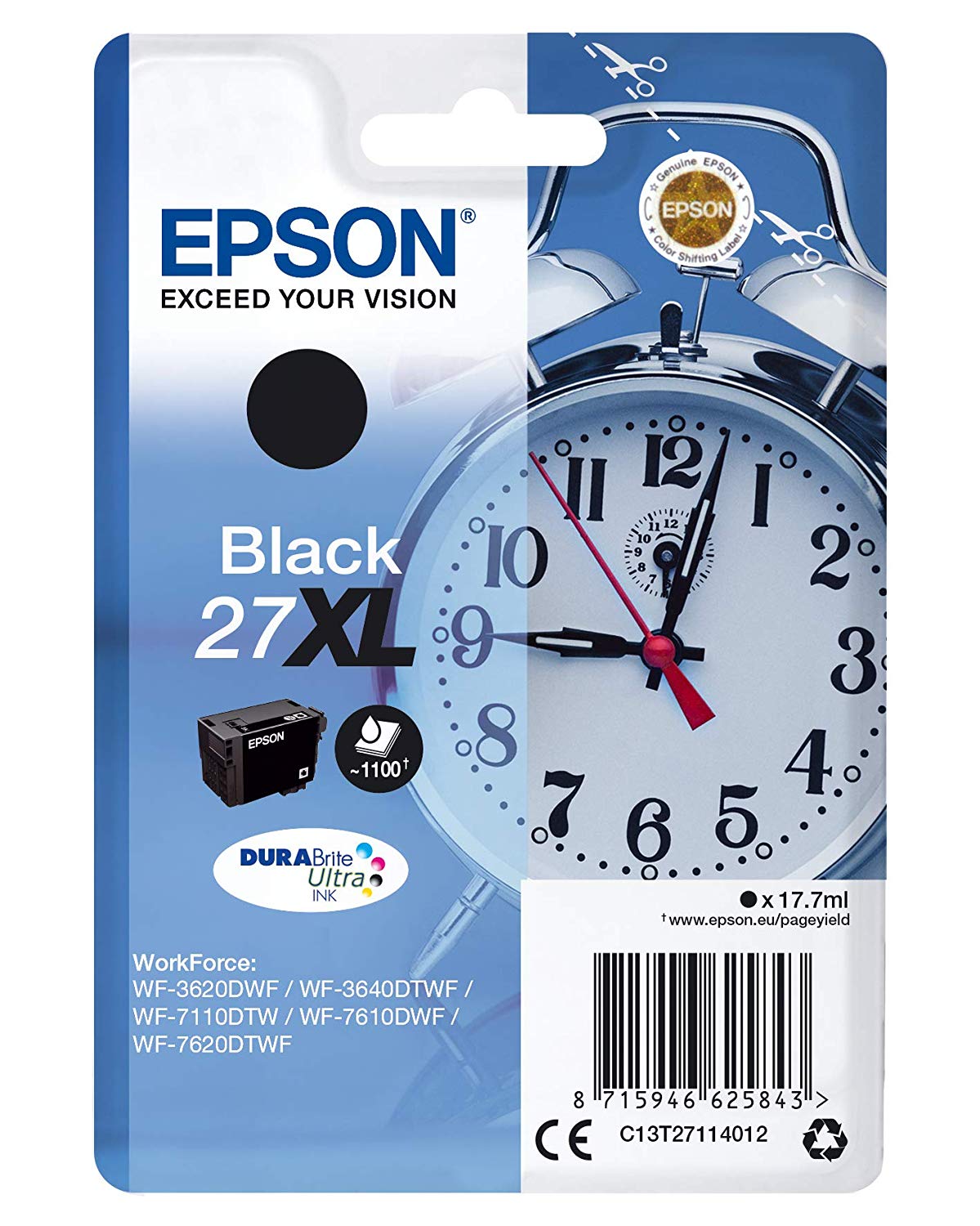 Cartus Cerneala Original Epson Black, nr.27XL, pentru WorkForce WF-7110|WF-7610, 1.1K, , "C13T27114012"(RAPO)