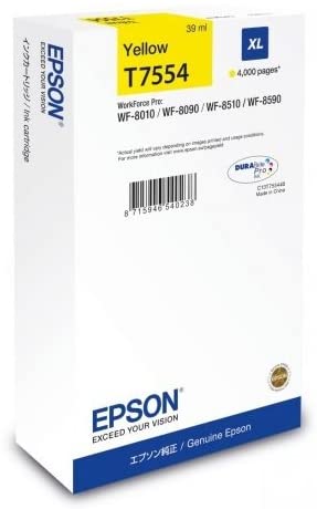 Cartuș Cerneala Original Epson Yellow, T7554, pentru Workforce Pro WF-8010|8090|8510|8590,, 