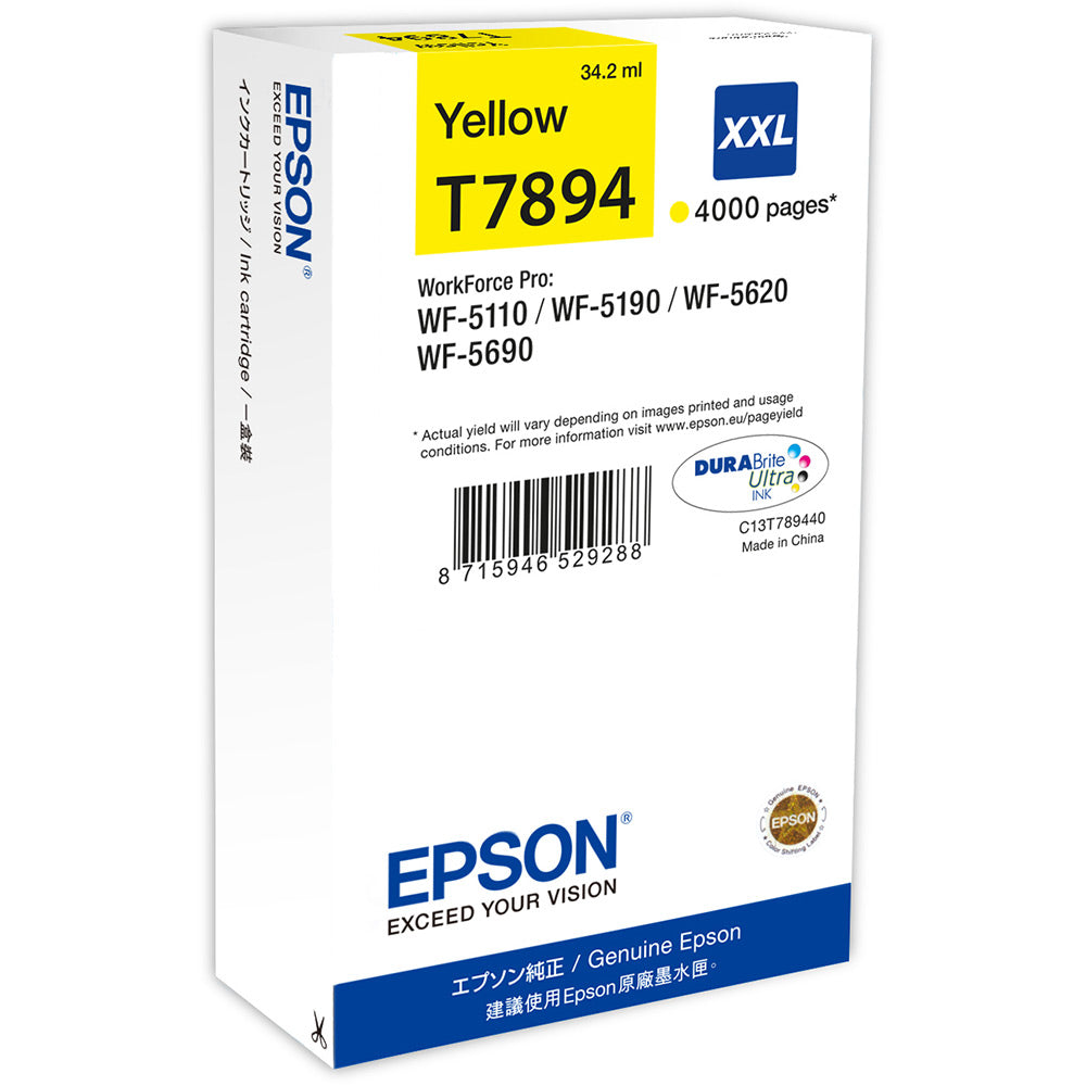 Cartuș Cerneala Original Epson Yellow, T7894, pentru Workforce Pro Wf-5620Dwf,, 