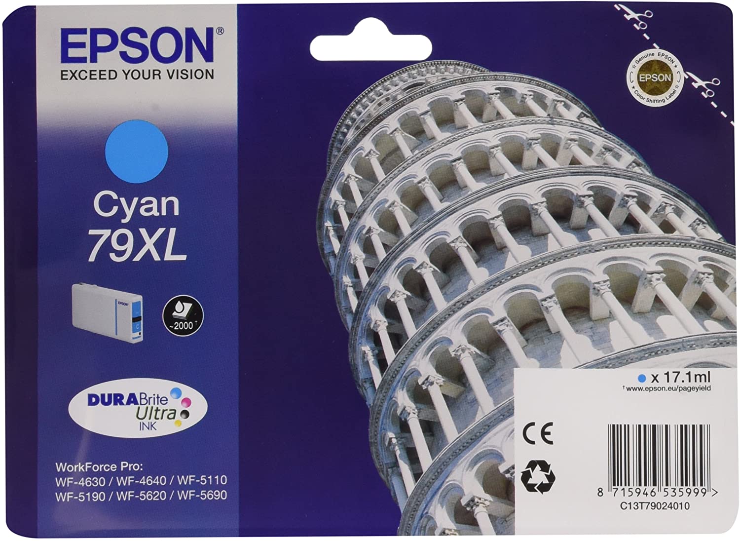 Cartus Cerneala Original Epson Cyan, T790240, pentru Workforce Pro WP-5110|51490|5620|5690, , , "C13T79024010"(RAPO)