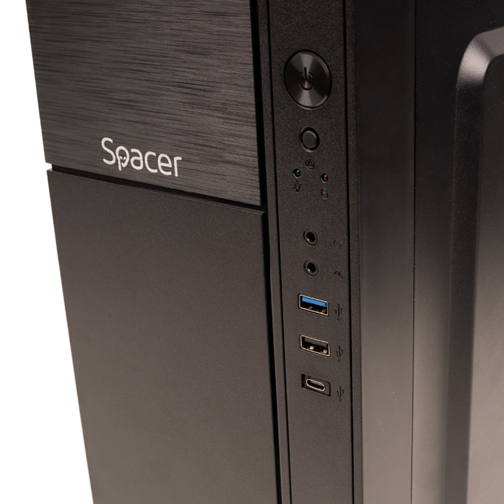 CARCASA SPACER, Mini Tower, mATX, "MINI", fara sursa, USB 3.0 x 1, USB 2.0 x 1, USB Type C x 1, HD Audio, black "SPCS-OC-MINI"