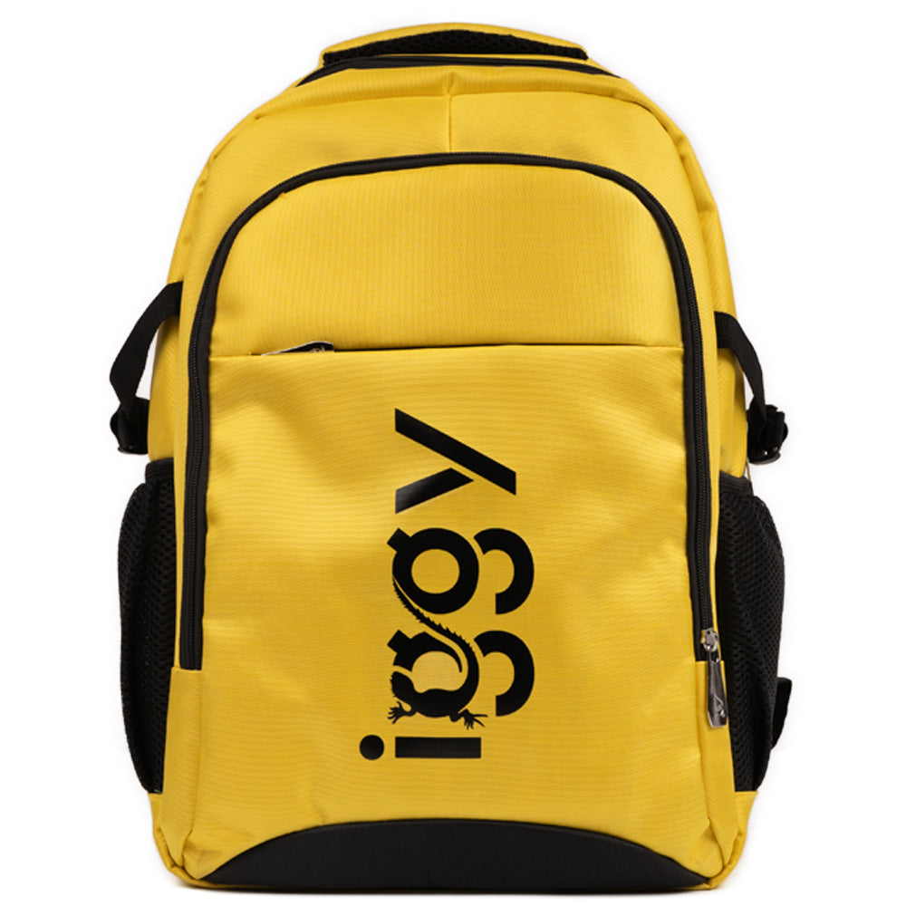 RUCSAC IGGY RIDER, pt. notebook de max. 15.6", 2 compartimente, buzunar frontal, troler strap, water-resistant, poliester, galben/negu, "IGBP-RIDER"