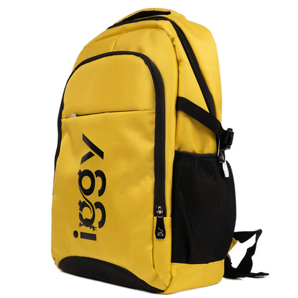 RUCSAC IGGY RIDER, pt. notebook de max. 15.6", 2 compartimente, buzunar frontal, troler strap, water-resistant, poliester, galben/negu, "IGBP-RIDER"